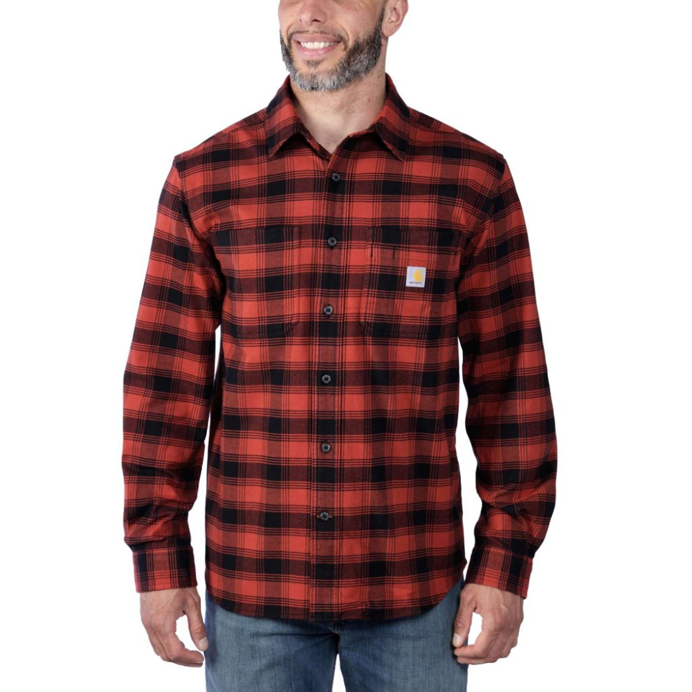 detail CARHARTT Rugged Flex™ Flannel červená pánská košile Stretch