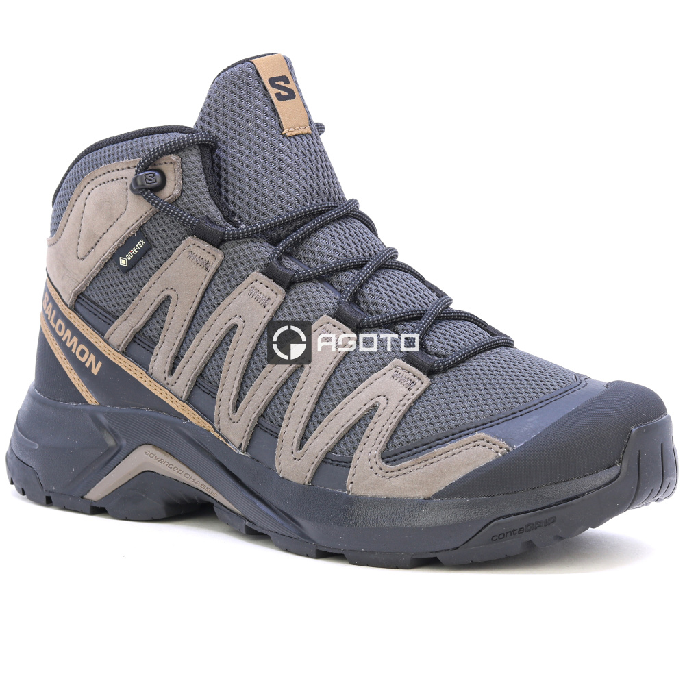 detail SALOMON X-Adventure Recon GTX Mid hnědá pánská kožená outdoor obuv Gore-Tex®